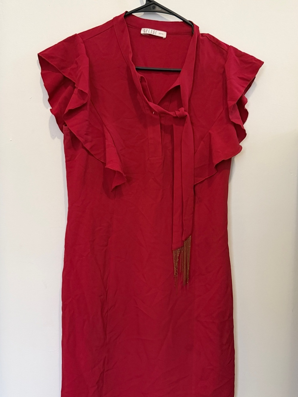 Spencer's Red Ruffle Tie-Neck Tunic